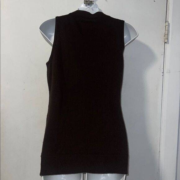 URBAN BEHAVIOR Vintage Brown Angora Blend Button Up Seater Vest-M - Picture 4 of 7